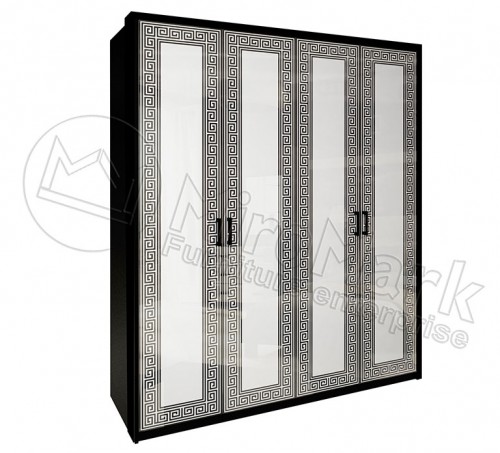 ​ШАФА Віола 4дв БезДзеркал  МіроМарк Глянець Білий/Чорний Матовий